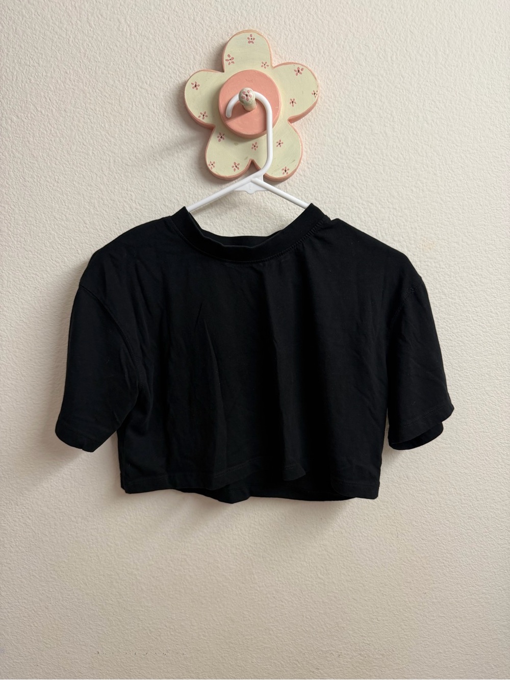 Zara Black Cropped Crewneck Tee - Women